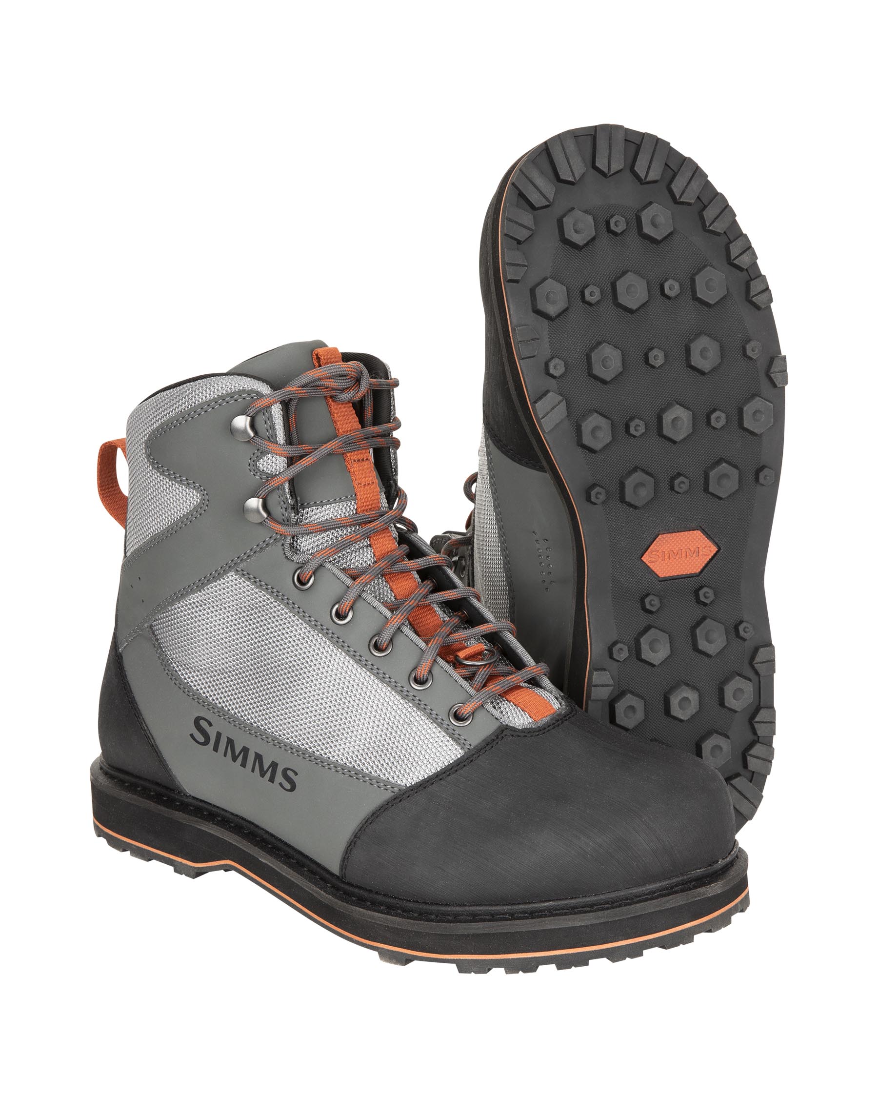 Simms Men's Tributary Boot Rubber Basalt by Simms Fishing Products with rugged synthetic leather and aggressive tread for wading boots