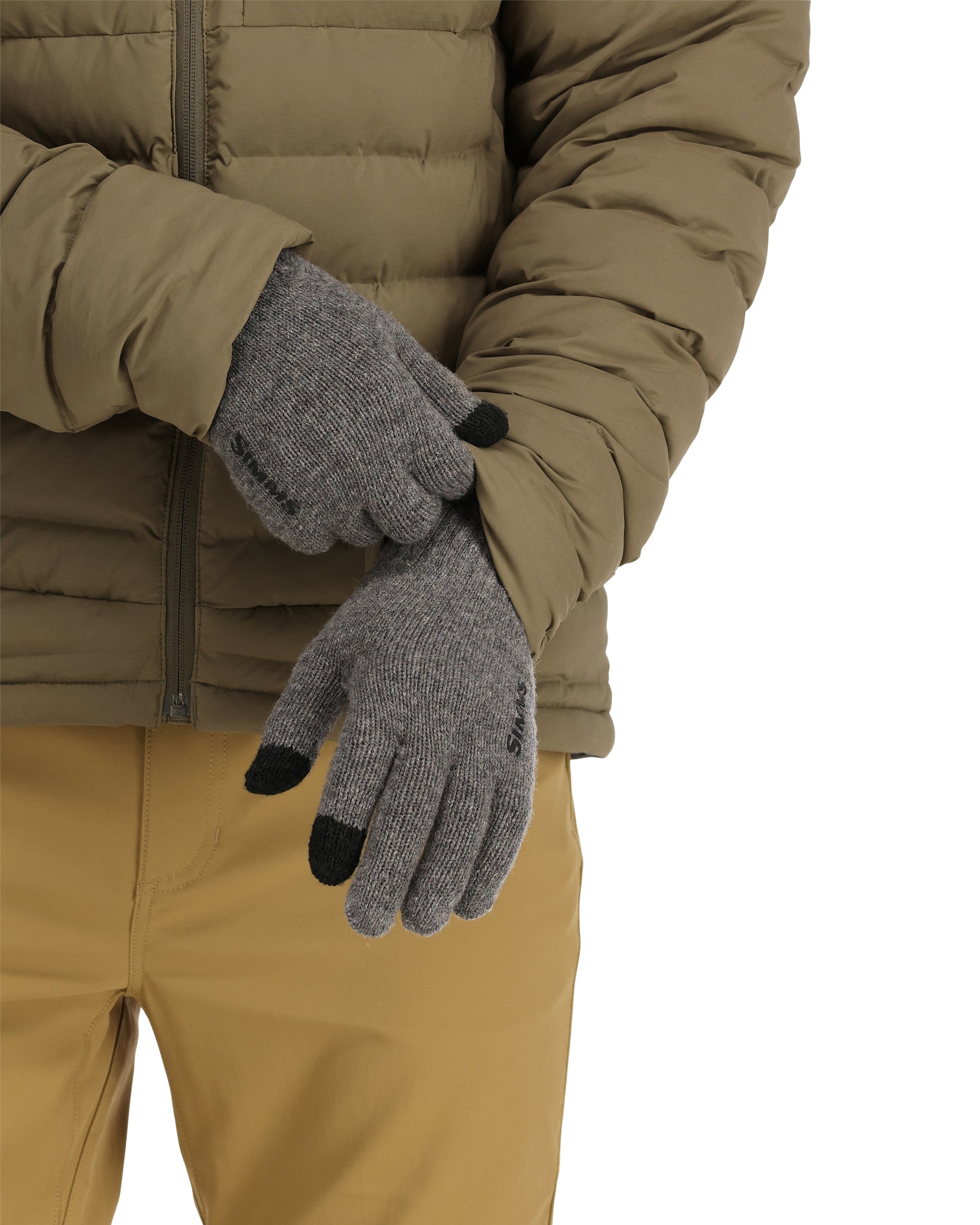 Simms Full Finger Glove - Steel by Simms Fishing Products lightweight wool gloves with touchscreen fingertips at Freestone Fly Shop