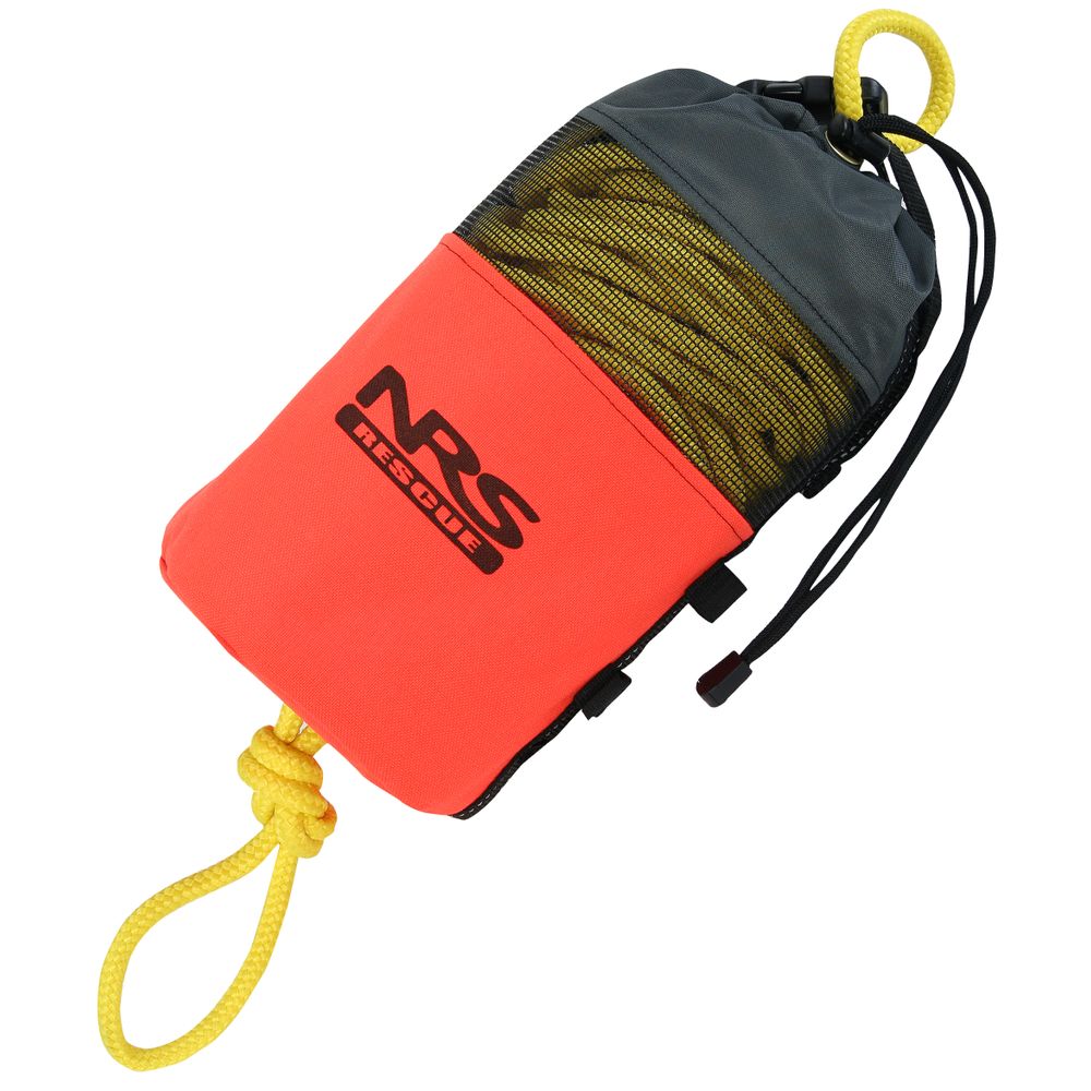 NRS Std Rescue Throw Bag with bright Cordura exterior and yellow rope for swiftwater safety at Freestone Fly Shop