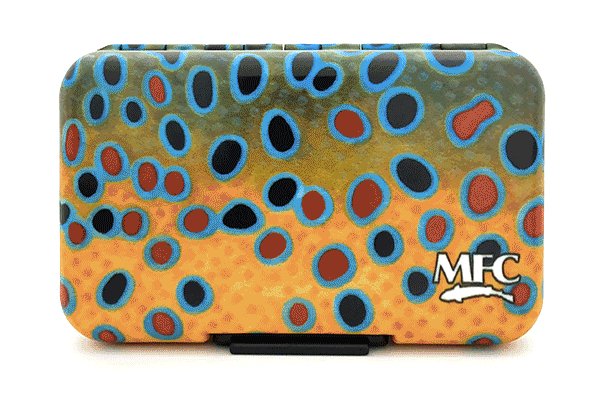 MFC Poly Fly Box by Montana Fly Company featuring colorful trout spot pattern for fly fishing gear at Freestone Fly Shop