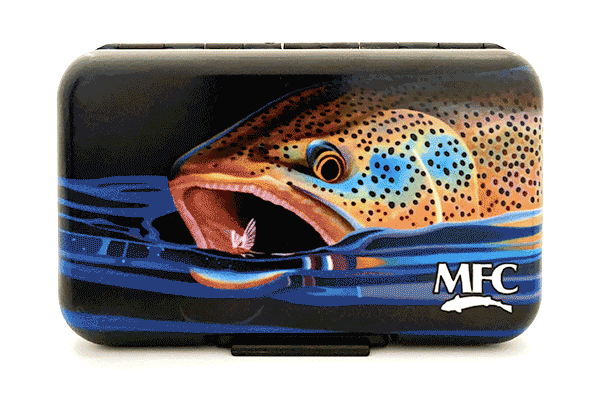 MFC Poly Fly Box by Montana Fly Company featuring vibrant brown trout artwork for fly fishing gear at Freestone Fly Shop