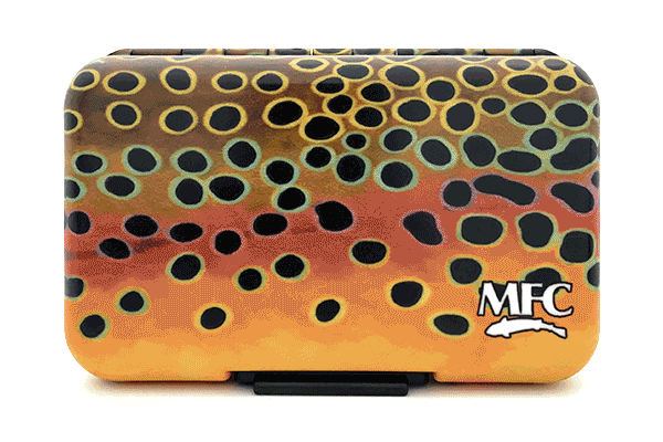 MFC Poly Fly Box by Montana Fly Company with brown trout inspired pattern for fly fishing gear at Freestone Fly Shop