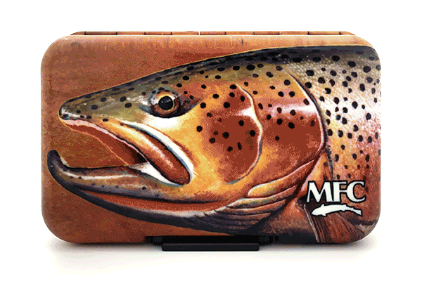 MFC Poly Fly Box by Montana Fly Company featuring detailed brown trout head artwork for fly fishing at Freestone Fly Shop