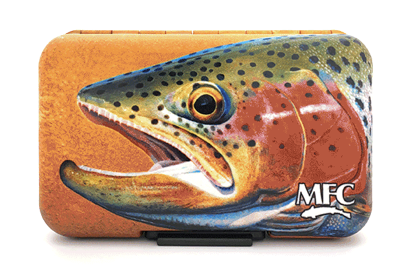 MFC Poly Fly Box by Montana Fly Company featuring colorful trout artwork for durable fly fishing storage at Freestone Fly Shop