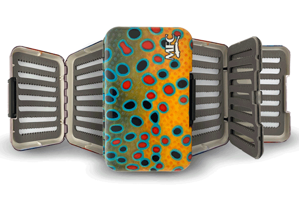 MFC Poly Fly Box by Montana Fly Company with colorful abstract pattern for durable fly fishing storage at Freestone Fly Shop