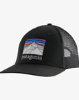 Patagonia Line Logo Ridge Hat in black mesh-back with colorful mountain embroidery at Freestone Fly Shop