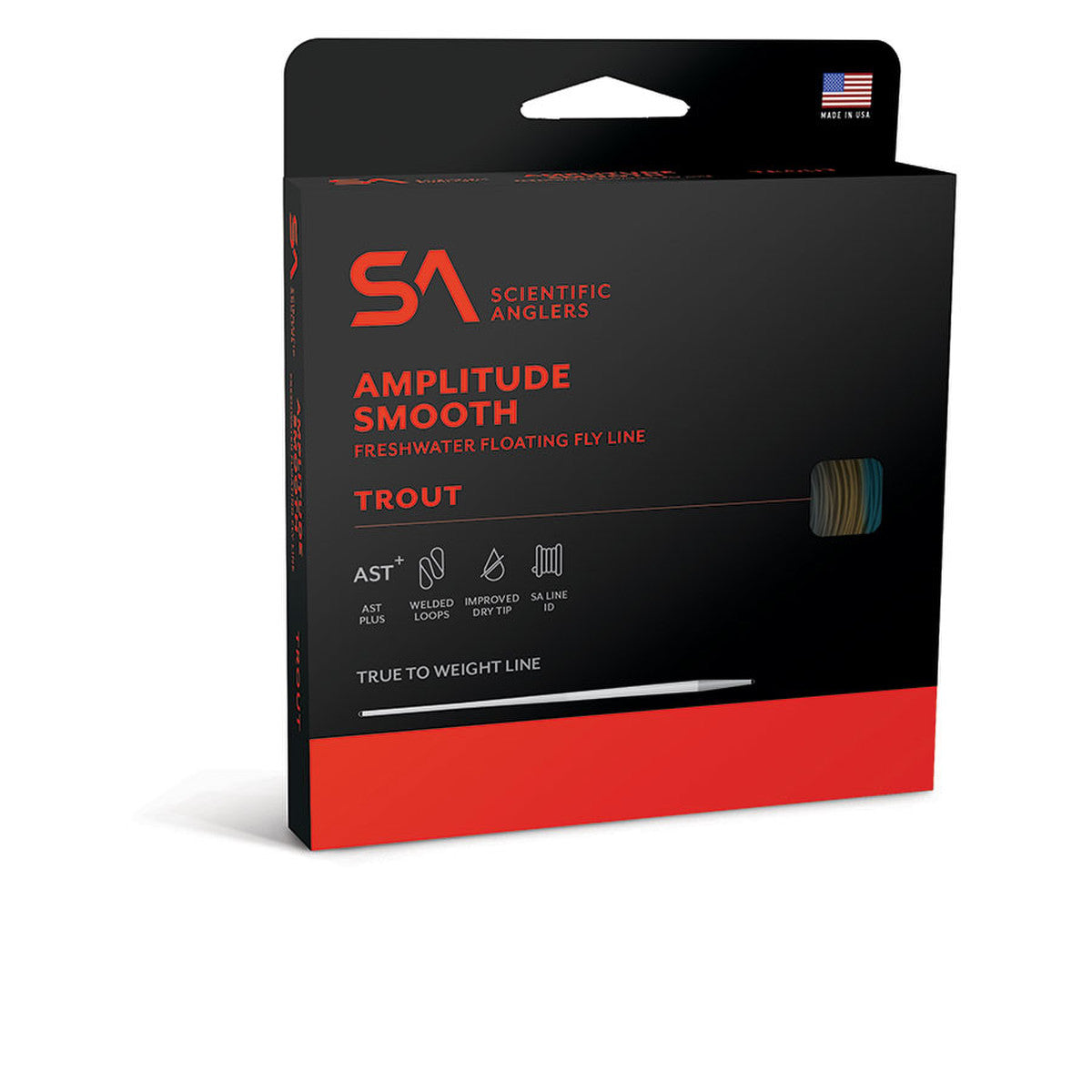 SA Amplitude Smooth Trout freshwater floating fly line with welded loops and low-drag design for fly fishing