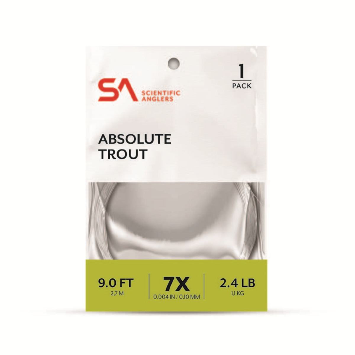 SA Absolute Trout Leader - Single Pack by Scientific Anglers with low water absorption and high knot strength at Freestone Fly Shop