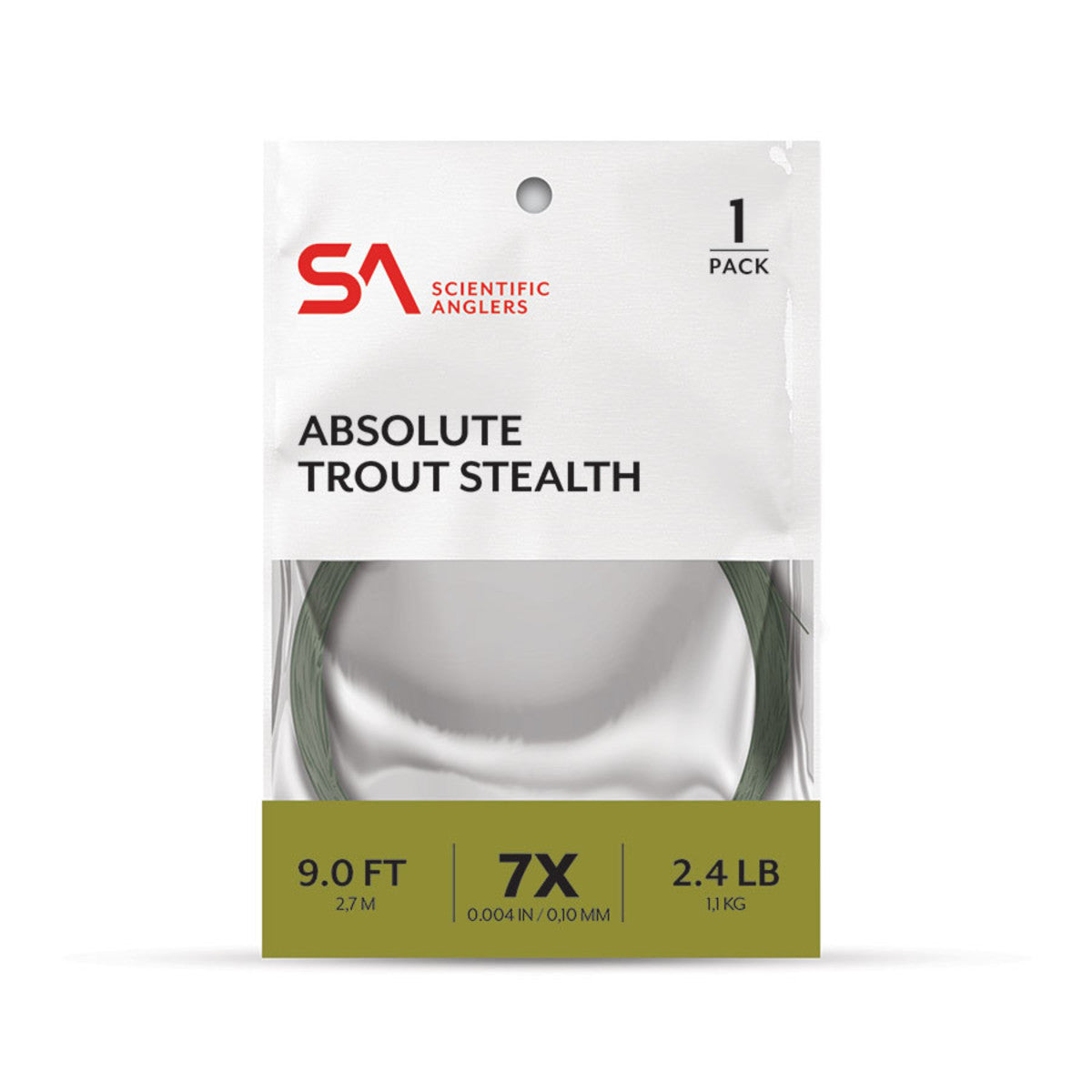SA Absolute Trout Stealth Leader - Single Pack by Scientific Anglers, 9 ft 7X strength leader for fly fishing at Freestone Fly Shop