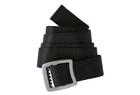 Patagonia Tech Web Belt in black recycled nylon with aluminum buckle, versatile for outdoor use at Freestone Fly Shop