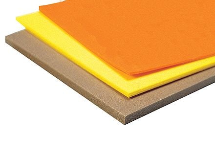 1/8" Evazote Foam sheets in varied colors, used for fly tying and crafting durable fishing materials.