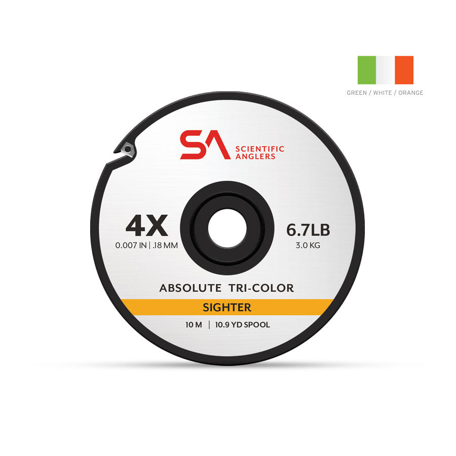 SA Absolute Sighter Tippet by Scientific Anglers with tri-color design and 6.7LB test strength at Freestone Fly Shop