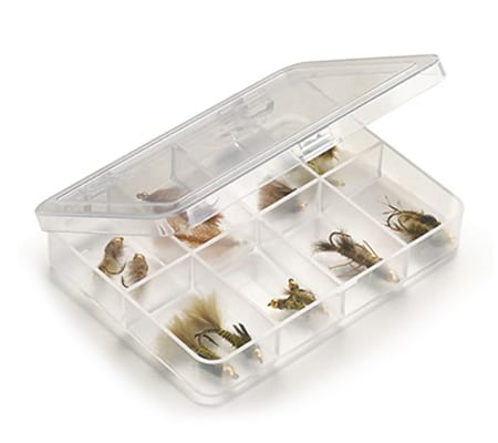 Myran Freestone 8 comp. Fly Box by Angler Sport Group with clear sturdy plastic for organized fly fishing gear storage