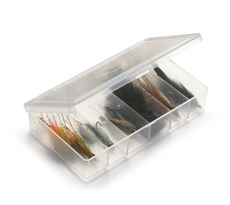 Myran Freestone 6 Comp Fly Box by Angler Sport Group with clear durable plastic and secure snap closure for fly fishing gear storage