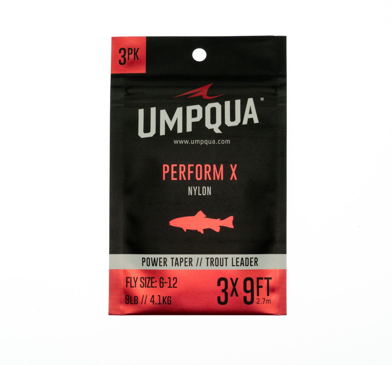Umpqua Perform X Power Leader by Umpqua Feather Merchants, strong nylon taper leader for trout fishing rigs