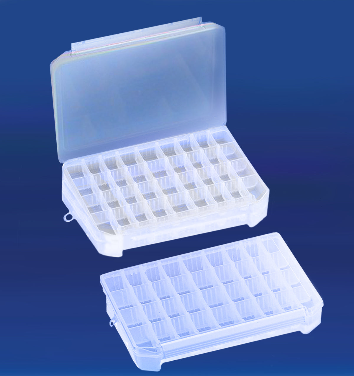 Meiho 36 Compartment DEEP M-51 storage box by Anglers Sport Group for organizing fly tying materials and fishing gear