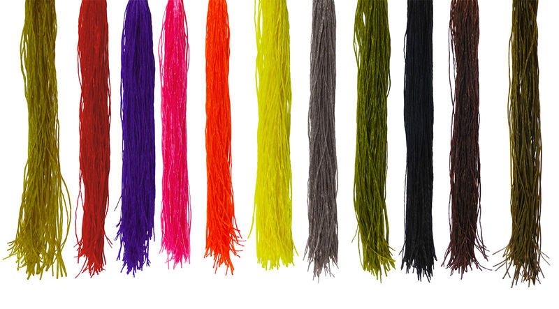 Flex Floss fly tying material displayed in multiple vibrant colors for custom fly fishing patterns at Freestone Fly Shop