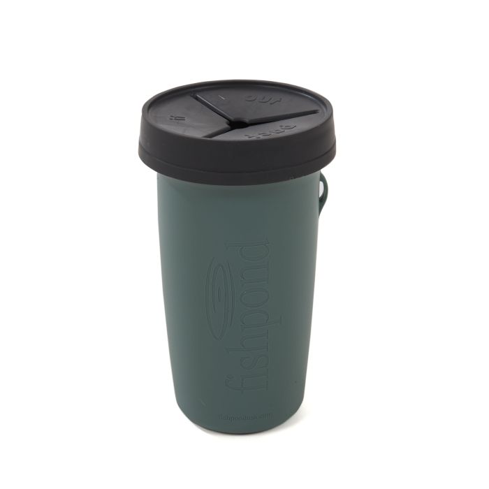 Fishpond Largemouth Pio Pod in green with black lid for secure storage and trash containment on outdoor adventures