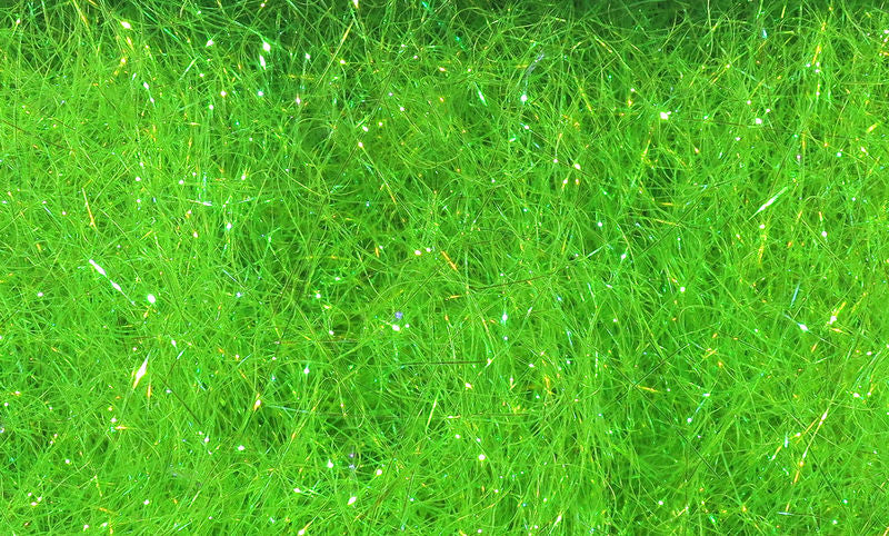 Ice Dub fibers in bright green with sparkling iridescent strands by Hareline Dubbin, Inc at Freestone Fly Shop