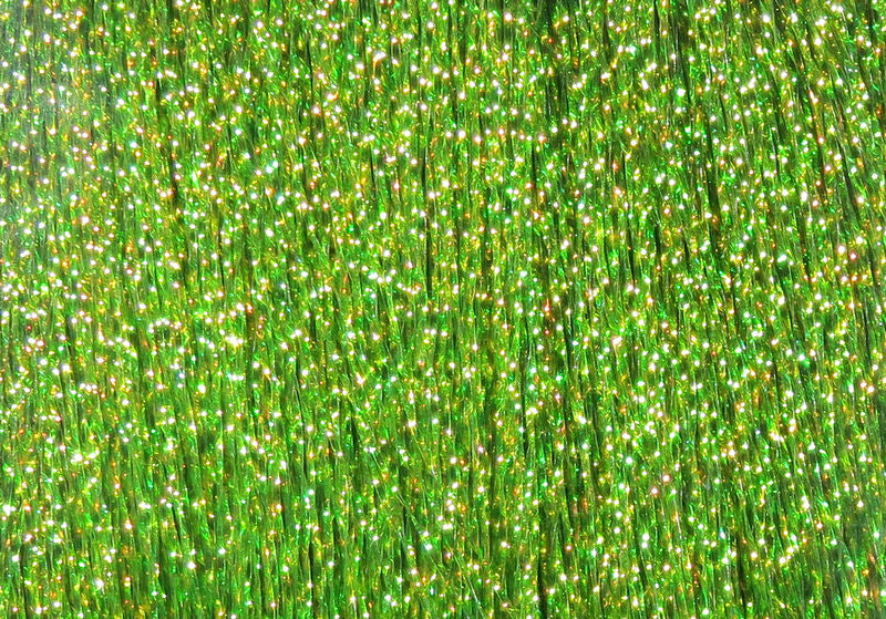 Krystal Flash in vibrant green with sparkling gold flecks by Hareline Dubbin, Inc for fly tying at Freestone Fly Shop