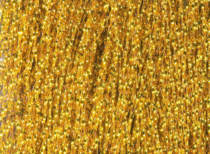 Krystal Flash strands in rich gold with sparkling effect by Hareline Dubbin, Inc for fly tying at Freestone Fly Shop