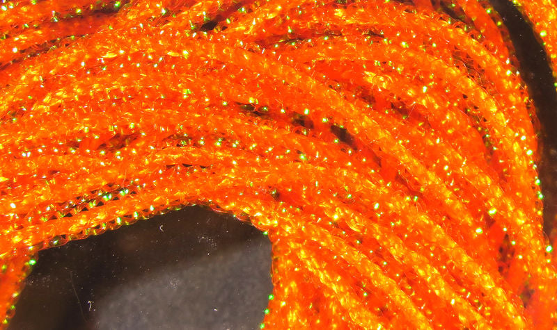 Micro Pearl Core Braid by Hareline Dubbin, Inc in bright orange for detailed fly tying at Freestone Fly Shop