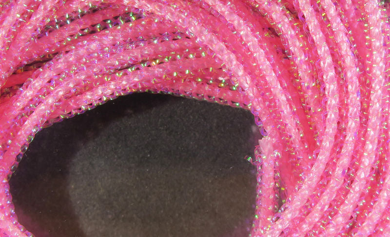 Micro Pearl Core Braid by Hareline Dubbin, Inc in bright pink for detailed fly tying at Freestone Fly Shop