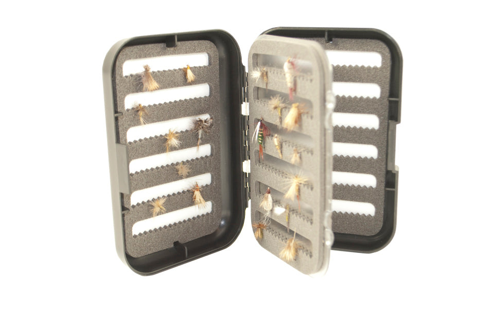 New Phase FG1935 Black Fly Box w/Leaf with swing leaf holds over 500 nymphs, compact for fly fishing gear storage